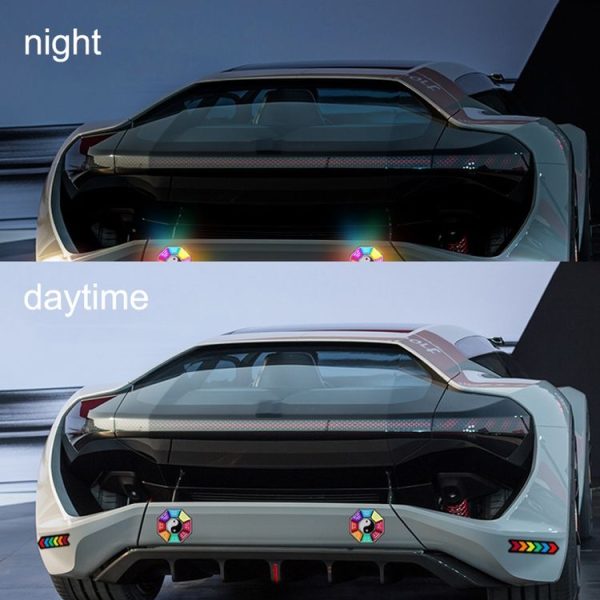 Car Door Anti-Collision Scrape And Rearview Mirror Colorful Safety Warning Reflective Sticker, Style: Glue Model Colorful Flames - Image 3