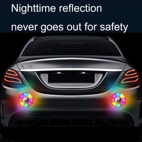 Car Door Anti-Collision Scrape And Rearview Mirror Colorful Safety Warning Reflective Sticker, Style: Glue Model Colorful Flames - Image 5