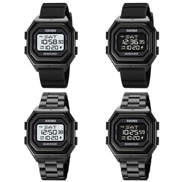 SKMEI 1875 Men Outdoor Electronic Watch Timing Multi-Functional Watch, Style: Steel Band White Machine - Image 2