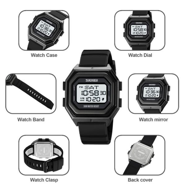 SKMEI 1875 Men Outdoor Electronic Watch Timing Multi-Functional Watch, Style: Steel Band White Machine - Image 3