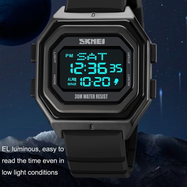 SKMEI 1875 Men Outdoor Electronic Watch Timing Multi-Functional Watch, Style: Steel Band White Machine - Image 5