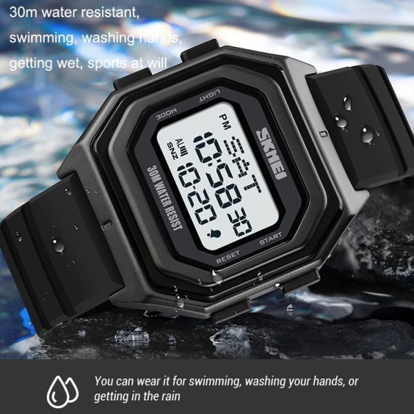 SKMEI 1875 Men Outdoor Electronic Watch Timing Multi-Functional Watch, Style: Steel Band White Machine - Image 6