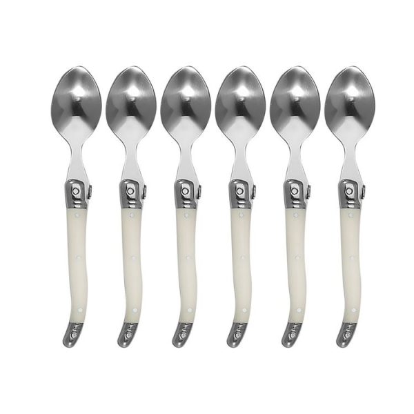Stainless Steel Knife Fork Spoon Set Plastic Handle Western Tableware, Specification: 6 Tea Spoons