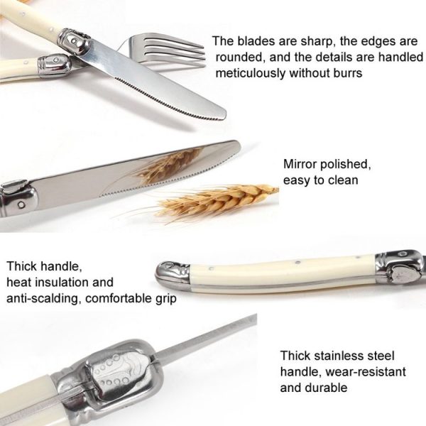 Stainless Steel Knife Fork Spoon Set Plastic Handle Western Tableware, Specification: 6 Tea Spoons - Image 4
