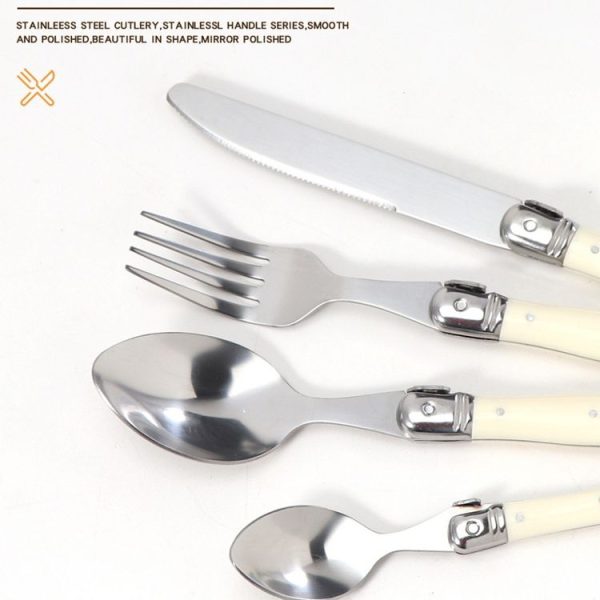 Stainless Steel Knife Fork Spoon Set Plastic Handle Western Tableware, Specification: 6 Tea Spoons - Image 5
