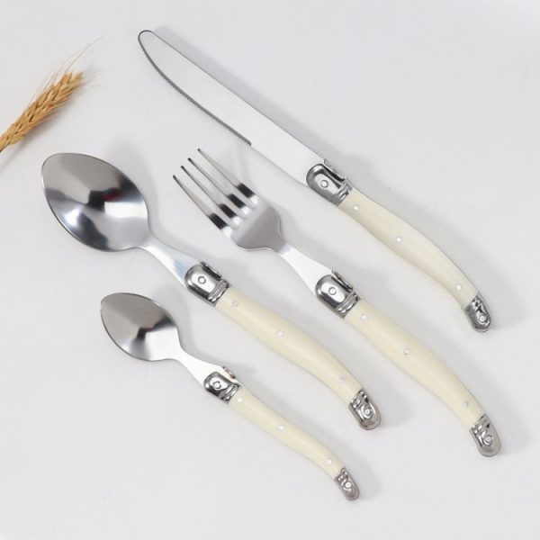 Stainless Steel Knife Fork Spoon Set Plastic Handle Western Tableware, Specification: 6 Tea Spoons - Image 6