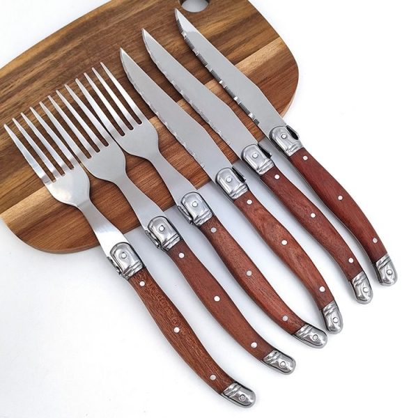 Rosewood Handle Stainless Steel Knife and Fork Cutlery, Spec: 1 Fork - Image 2