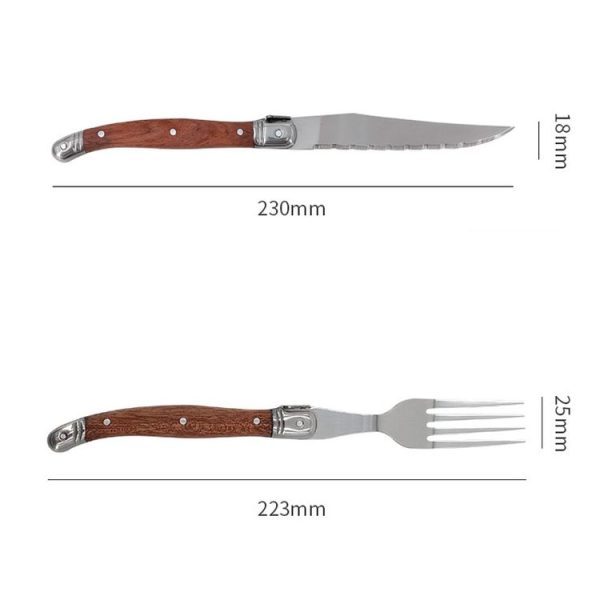 Rosewood Handle Stainless Steel Knife and Fork Cutlery, Spec: 1 Fork - Image 3