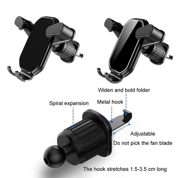 Car Air Outlet Upside-down Hook Strong Mobile Phone Holder (Cool Black) - Image 2