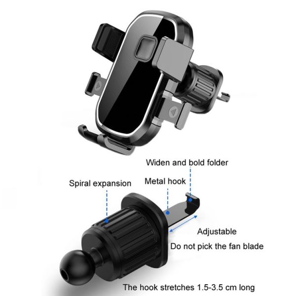 Car Air Outlet Hook Firmly Navigation Mobile Phone Holder (Mirror Black) - Image 2