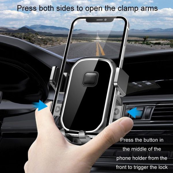 Car Air Outlet Hook Firmly Navigation Mobile Phone Holder (Mirror Black) - Image 4