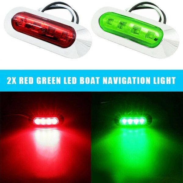 1pair MK-234 12V Yacht Ships 4LED Navigation Lights Red And Green Signal Light (Red+Green) - Image 2