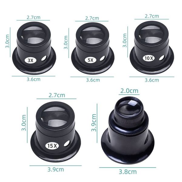 5pcs Eyepiece Magnifier Glass Lens Eyepiece Type Repair Magnifier, Times: 20X - Image 2