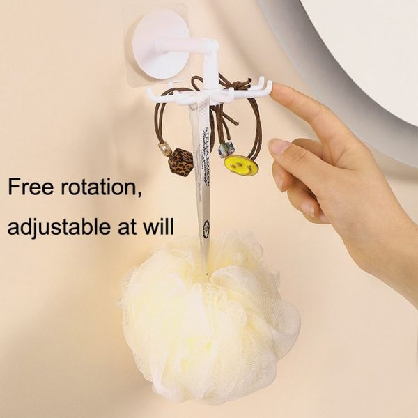 Multifunctional Rotating 7 Claws Hook Kitchen Storage 360 Degrees Without Trace Hooks (White) - Image 4