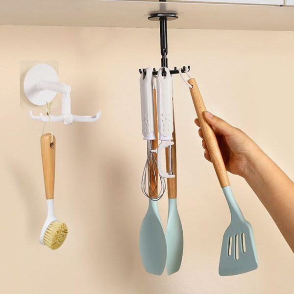 Multifunctional Rotating 7 Claws Hook Kitchen Storage 360 Degrees Without Trace Hooks (White) - Image 5