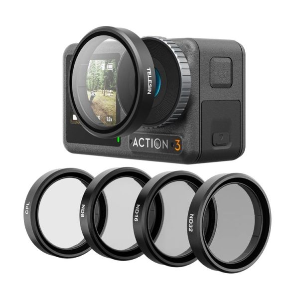 DJI OSMO Action 3 / 4 TELESIN ND CPL Filter Set Aluminium Alloy Frame Lens (CPL+ND8 / 16 / 32 Set)