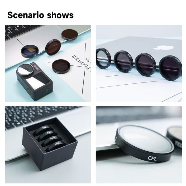 DJI OSMO Action 3 / 4 TELESIN ND CPL Filter Set Aluminium Alloy Frame Lens (CPL+ND8 / 16 / 32 Set) - Image 2