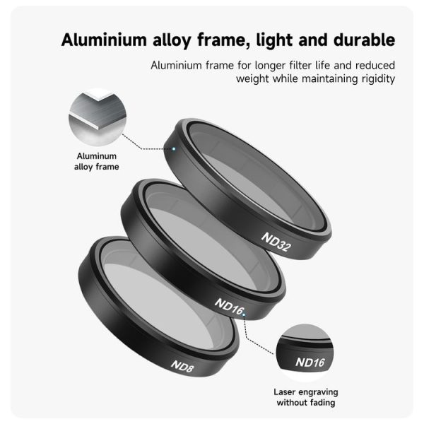 DJI OSMO Action 3 / 4 TELESIN ND CPL Filter Set Aluminium Alloy Frame Lens (CPL+ND8 / 16 / 32 Set) - Image 5