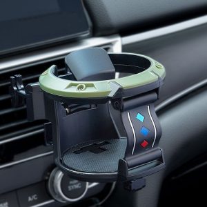 Car Air Conditioner Air Outlet Water Cup Holder Ashtray With Hook (Black Green)