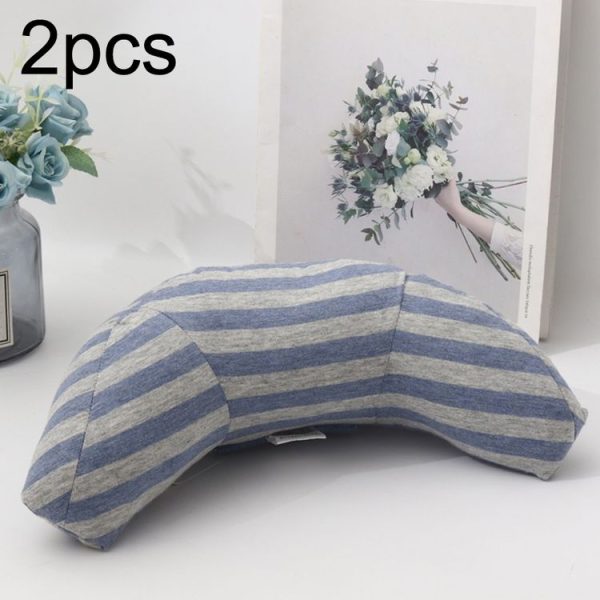 2pcs Children Neck Headrest Comfortable Shoulder Cover Car Neck Guard Pillow (Blue Gray Strip)