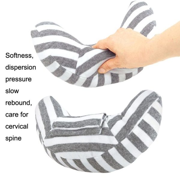 2pcs Children Neck Headrest Comfortable Shoulder Cover Car Neck Guard Pillow (Blue Gray Strip) - Image 4