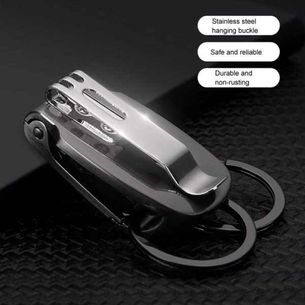 HONEST Metal Spring Clip Keychain Car Key Holder Waist Hanging Buckle (Black) - Image 3