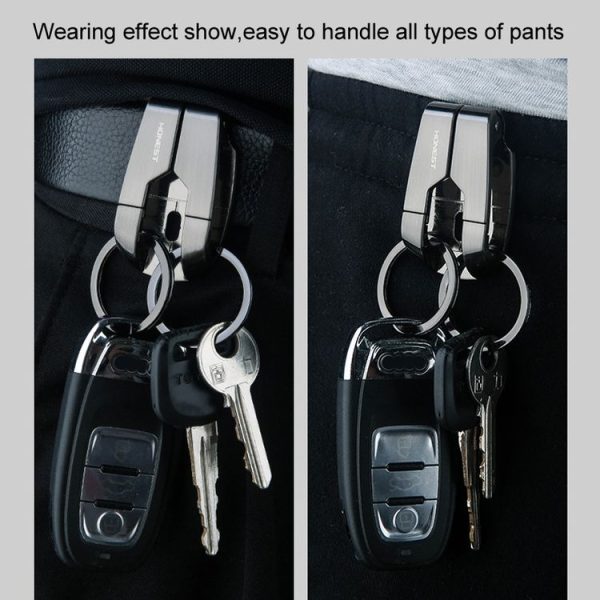 HONEST Metal Spring Clip Keychain Car Key Holder Waist Hanging Buckle (Black) - Image 5