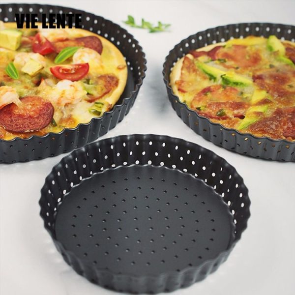 BM1075 Perforated Pizza Pan Kitchen Carbon Steel Non-stick Fruit Pie Mould Bakeware, Specification: 8 inches - Image 2