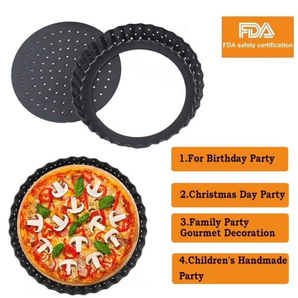 BM1075 Perforated Pizza Pan Kitchen Carbon Steel Non-stick Fruit Pie Mould Bakeware, Specification: 8 inches - Image 5