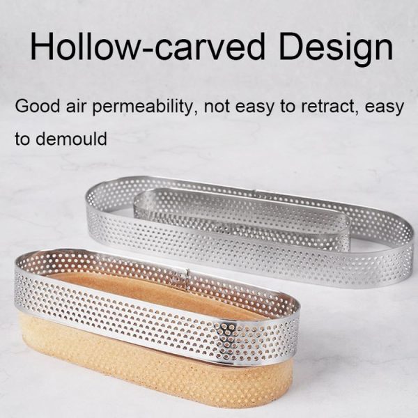 BN1006 Stainless Steel Mousse Circle Thickened Perforated Cake Mold DIY Baking Tools, Specification: Oval 4.7 inches - Image 5