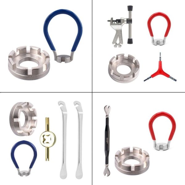 Wrench+Spoke Wrench+Valve Core Lock+2 Tire Lever Chrome Molybdenum Steel Mountain Bike Spoke Wrench Set - Image 2