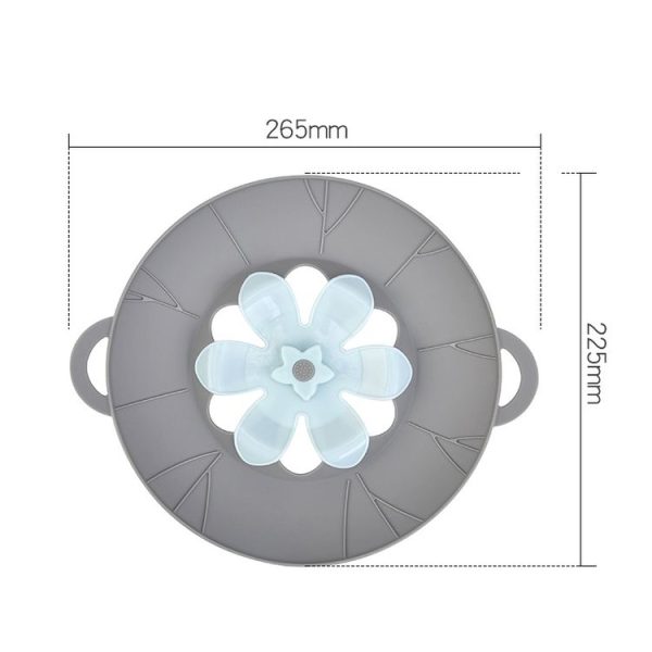 Silicone Flower Spill-proof Pot Lid Rotatable Pot Lid Kitchen Gadget, Size: 23cm Small Gray - Image 2