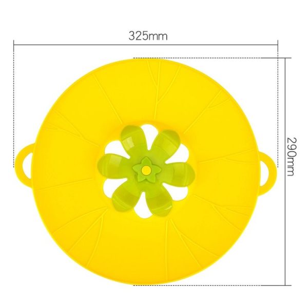 Silicone Flower Spill-proof Pot Lid Rotatable Pot Lid Kitchen Gadget, Size: 29cm Large Yellow - Image 2