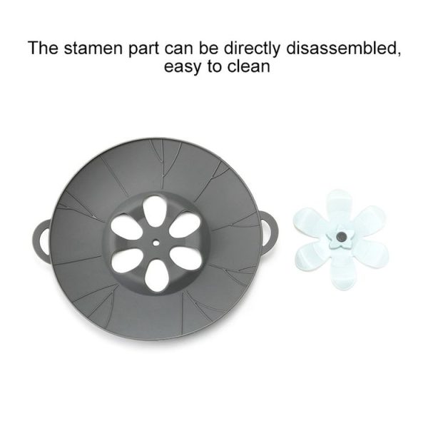 Silicone Flower Spill-proof Pot Lid Rotatable Pot Lid Kitchen Gadget, Size: 29cm Large Yellow - Image 3