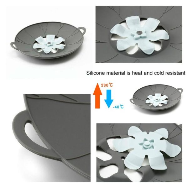 Silicone Flower Spill-proof Pot Lid Rotatable Pot Lid Kitchen Gadget, Size: 29cm Large Yellow - Image 4