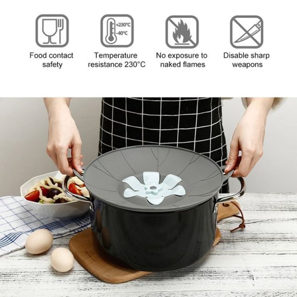 Silicone Flower Spill-proof Pot Lid Rotatable Pot Lid Kitchen Gadget, Size: 29cm Large Yellow - Image 6