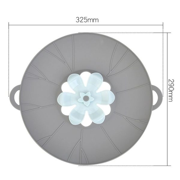 Silicone Flower Spill-proof Pot Lid Rotatable Pot Lid Kitchen Gadget, Size: 29cm Large Gray - Image 2