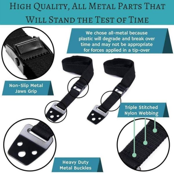2pcs TV And Furniture Anti Tip Straps Baby Safety Lock Protection 2.5x80cm (Black) - Image 3