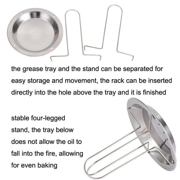 Outdoor Camp Thickening Barbecue Grill Roasting Chicken Rack Roasting Chicken Pan (Stainless Steel) - Image 3