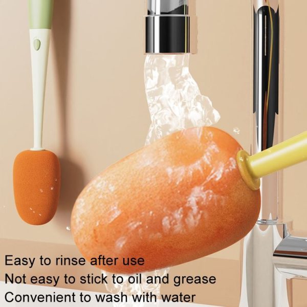 Long Handle Household Multifunctional Cup Washing Brush Carrot Shape 3 In 1 Cleaning Brush (Green) - Image 9
