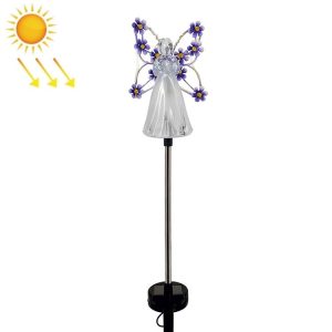 Solar Angel Garden Light Outdoor Decoration Patio Garden Ground Plug Light (Purple)