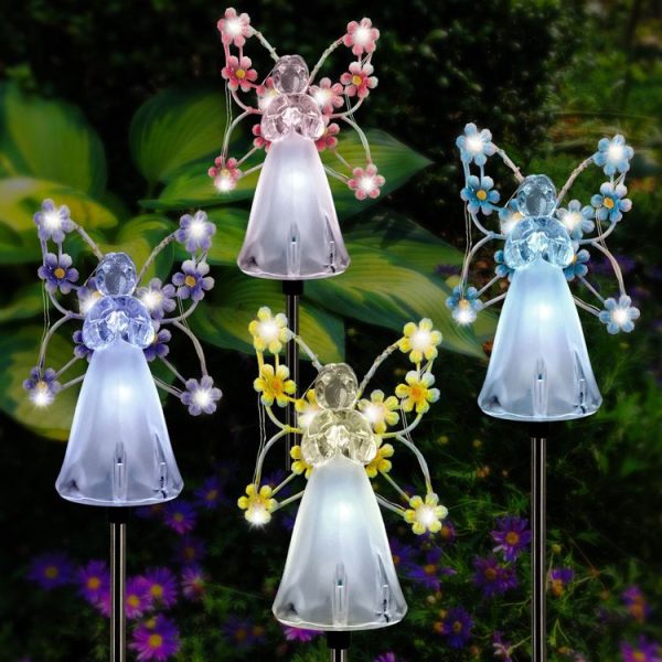 Solar Angel Garden Light Outdoor Decoration Patio Garden Ground Plug Light (Purple) - Image 2