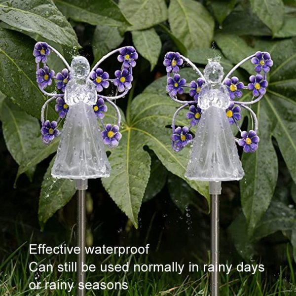 Solar Angel Garden Light Outdoor Decoration Patio Garden Ground Plug Light (Purple) - Image 5