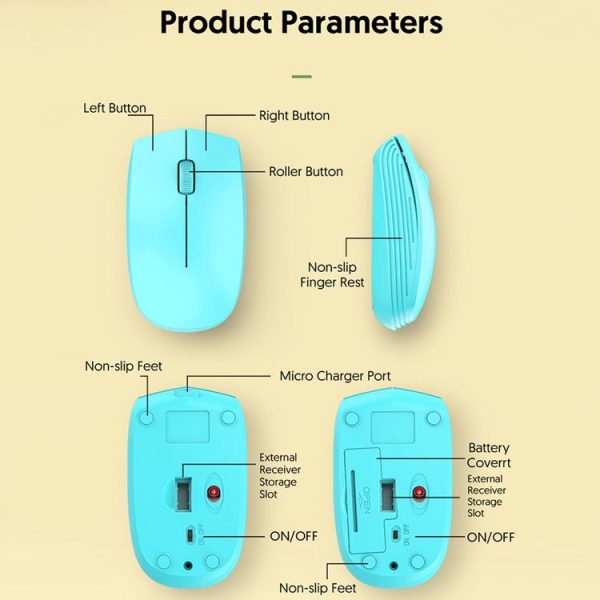 811 3 Keys Laptop Mini Wireless Mouse Portable Optical Mouse, Spec: Double Model (Beige) - Image 6