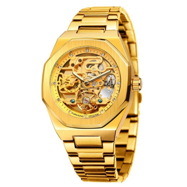 FORSINING F980 Luminous Three Eye Six Shot Weekly Steel Belt Men Fully Automatic Mechanical Watch (Silver Belt White Face) - Image 3