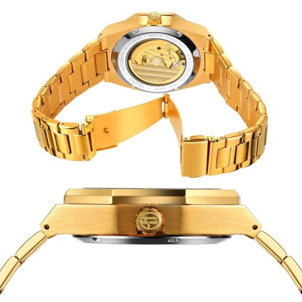 FORSINING F980 Luminous Three Eye Six Shot Weekly Steel Belt Men Fully Automatic Mechanical Watch (Silver Belt White Face) - Image 4