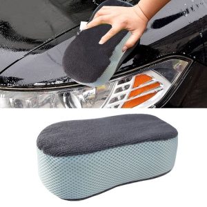 A01SP21 Ultra Fine Fiber Towel Cloth Sandwiches 8-shaped Multifunctional Car Washing Sponge Block (Gray Blue)