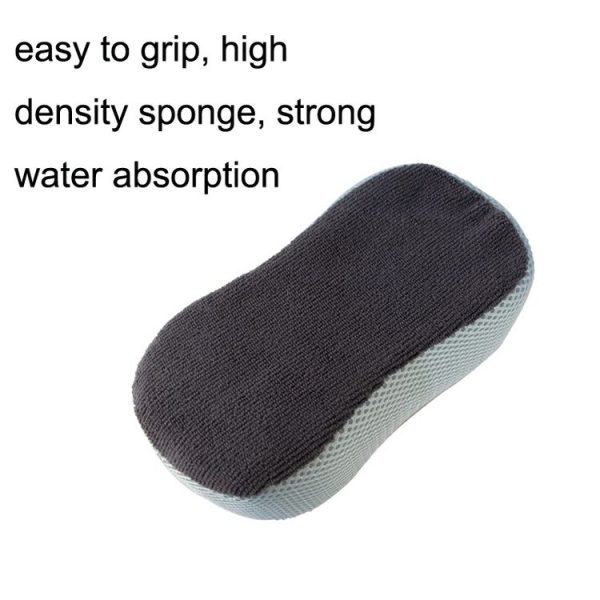 A01SP21 Ultra Fine Fiber Towel Cloth Sandwiches 8-shaped Multifunctional Car Washing Sponge Block (Gray Blue) - Image 3