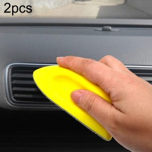2pcs Car Sewing Multi-function Nano Clean Brush Interior Leather Seat Remove Dirt and Clean Brush (Yellow)