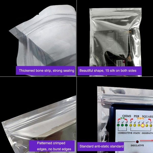 100pcs / Pack 10x13cm Anti-static Shielding Bag Hard Disk Insulation Bag Electronic Plastic Motherboard Packaging Bag - Image 6
